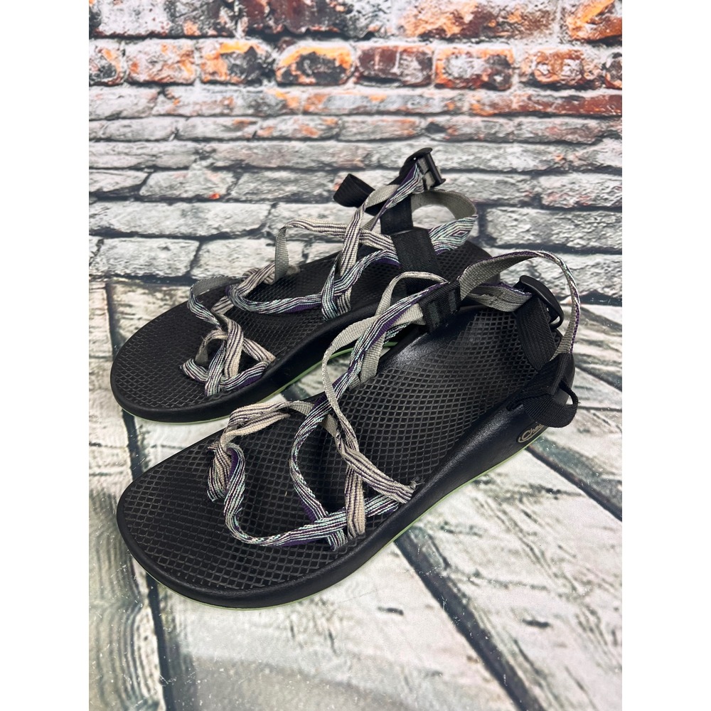 Chaco Z/Cloud 2 Womens 10 Sandals Black Purple Green Vibram Sole Toe Loop Hiking